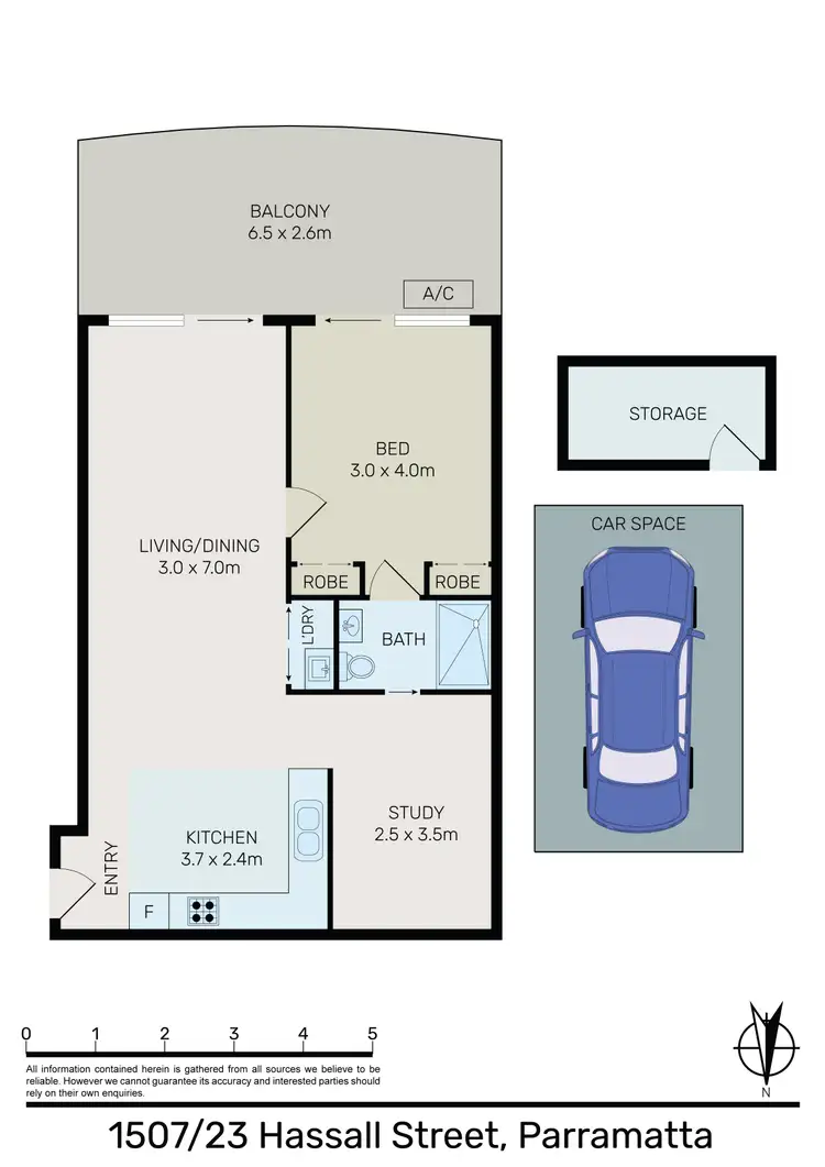 Floorplan of Homely apartment listing, 1507/23 Hassall Street, Parramatta NSW 2150