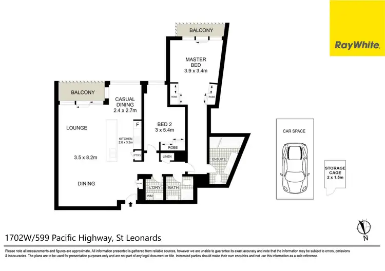 Floorplan of Homely unit listing, 1702W/599 Pacific Highway, St Leonards NSW 2065