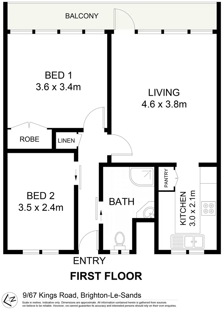 Floorplan of Homely unit listing, 9/67 Kings Road, Brighton-Le-Sands NSW 2216
