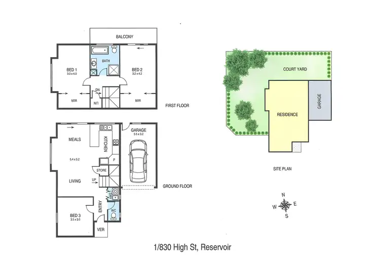 Floorplan of Homely townhouse listing, 1/830 High Street, Reservoir VIC 3073