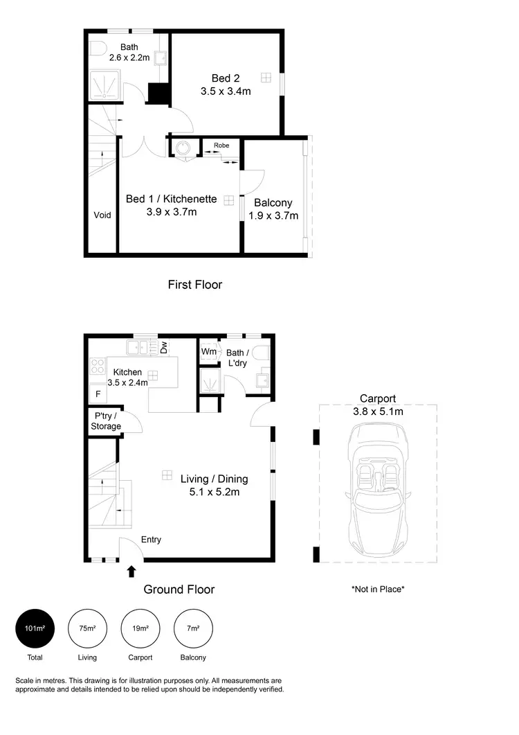 Floorplan of Homely townhouse listing, 2/8 West Beach Road, West Beach SA 5024