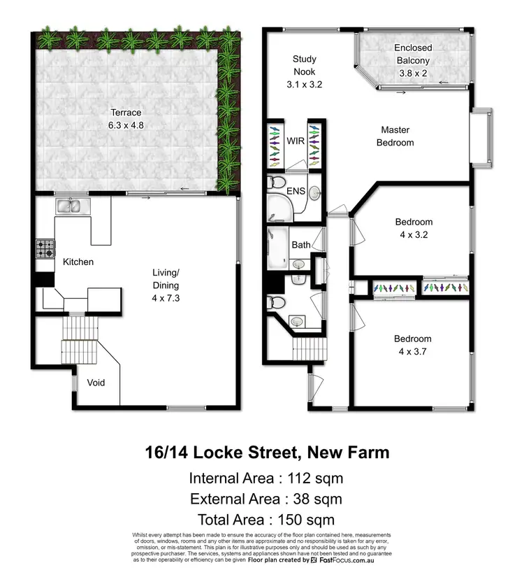 Floorplan of Homely apartment listing, 16/14 Locke Street, New Farm QLD 4005