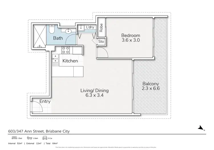 Floorplan of Homely apartment listing, 603/347 Ann Street, Brisbane City QLD 4000