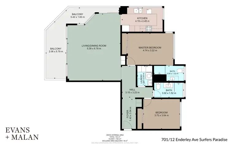 Floorplan of Homely apartment listing, 701/12 Enderley Avenue, Surfers Paradise QLD 4217