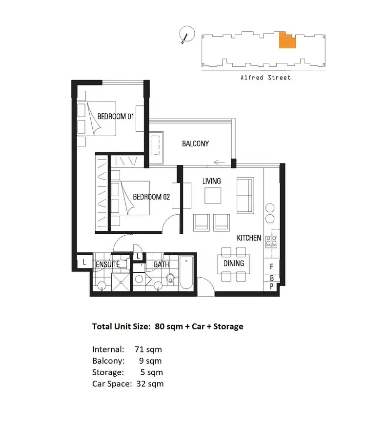 Floorplan of Homely apartment listing, 502/82 Alfred Street, Fortitude Valley QLD 4006