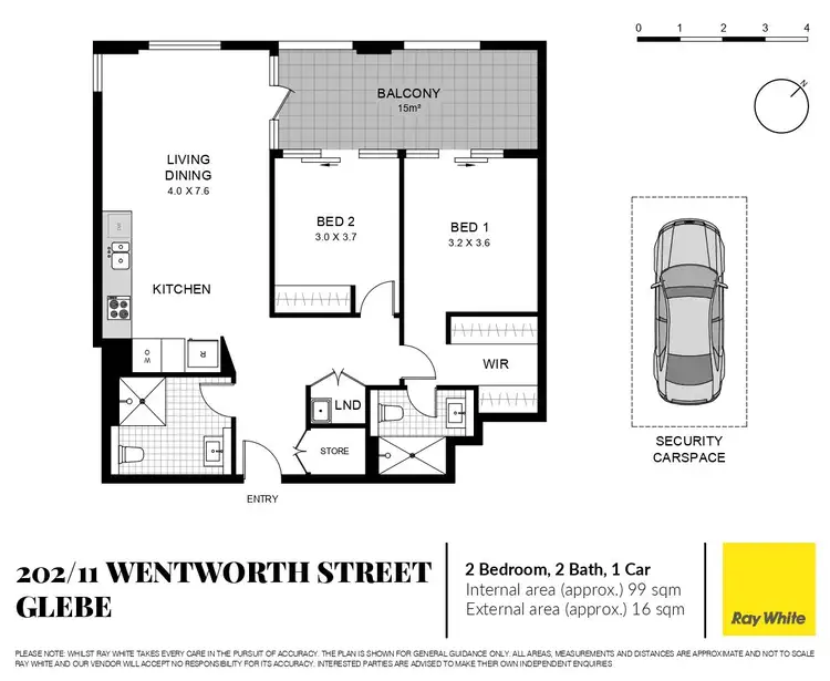 Floorplan of Homely apartment listing, 202/11 Wentworth Street, Glebe NSW 2037