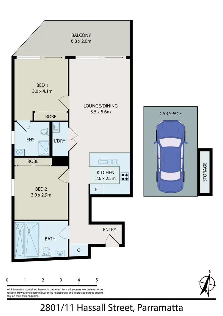 Floorplan of Homely apartment listing, 2801/11 Hassall Street, Parramatta NSW 2150
