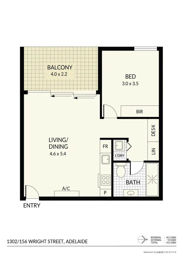 Floorplan of Homely apartment listing, 1302/156 Wright Street, Adelaide SA 5000