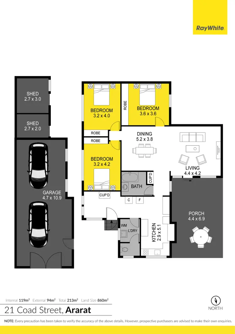 Floorplan of Homely house listing, 21 Coad Street, Ararat VIC 3377