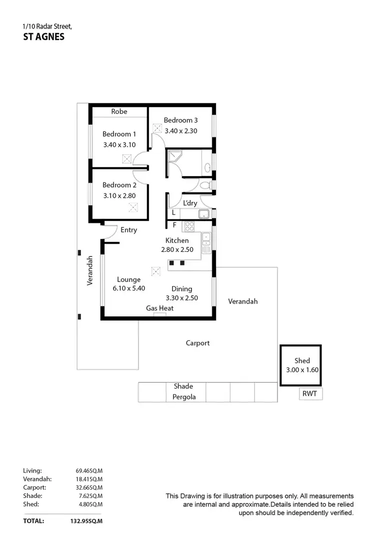 Floorplan of Homely unit listing, 1/10 Radar Street, St Agnes SA 5097