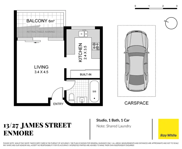 Floorplan of Homely studio listing, 13/27 James Street, Enmore NSW 2042