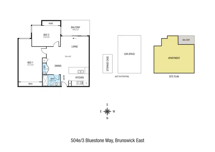Floorplan of Homely apartment listing, 504E/3 Bluestone Way, Brunswick East VIC 3057