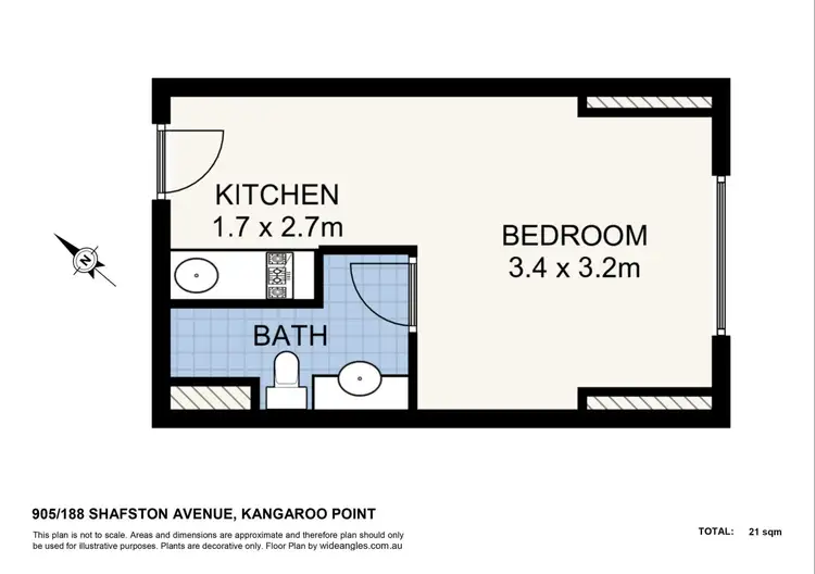 Floorplan of Homely studio listing, 188 Shafston Avenue, Kangaroo Point QLD 4169