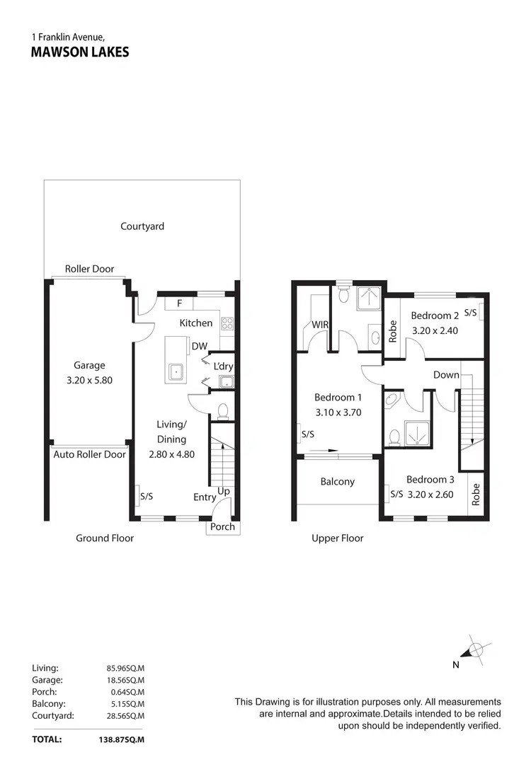 Floorplan of Homely townhouse listing, 1 Franklin Avenue, Mawson Lakes SA 5095