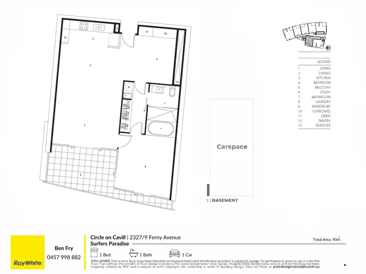 Floorplan of Homely apartment listing, 2327/9 Ferny Avenue, Surfers Paradise QLD 4217