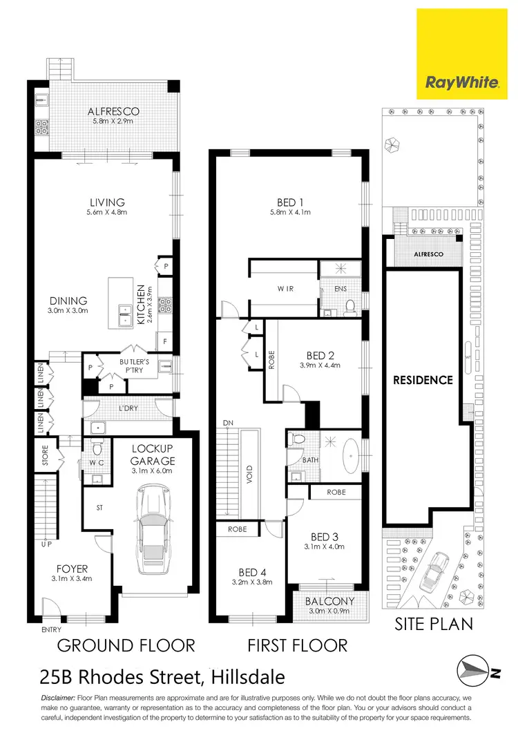 Floorplan of Homely semi-detached listing, 25A Rhodes Street, Hillsdale NSW 2036