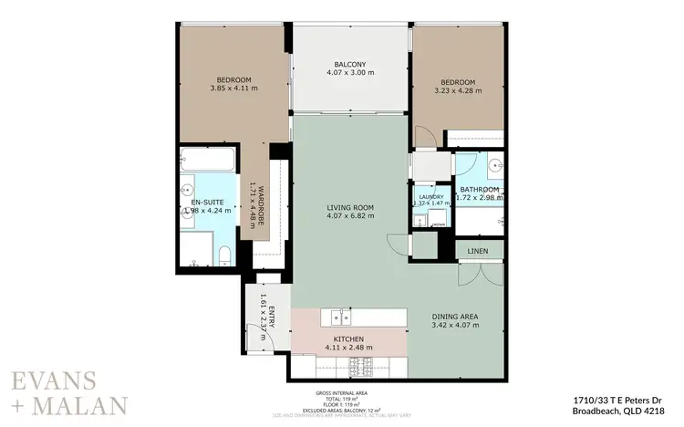 Floorplan of Homely apartment listing, 1710/33 T E Peters Drive, Broadbeach Waters QLD 4218
