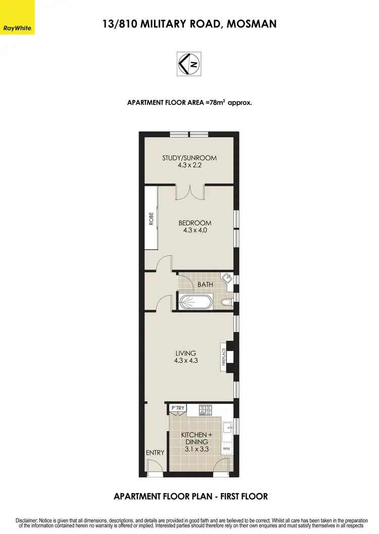 Floorplan of Homely apartment listing, 13/810 Military Road, Mosman NSW 2088