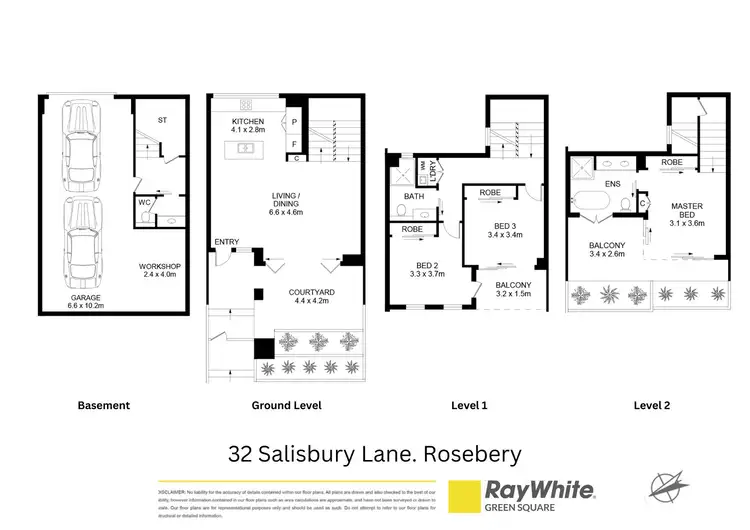 Floorplan of Homely townhouse listing, 32 Salisbury Lane, Rosebery NSW 2018