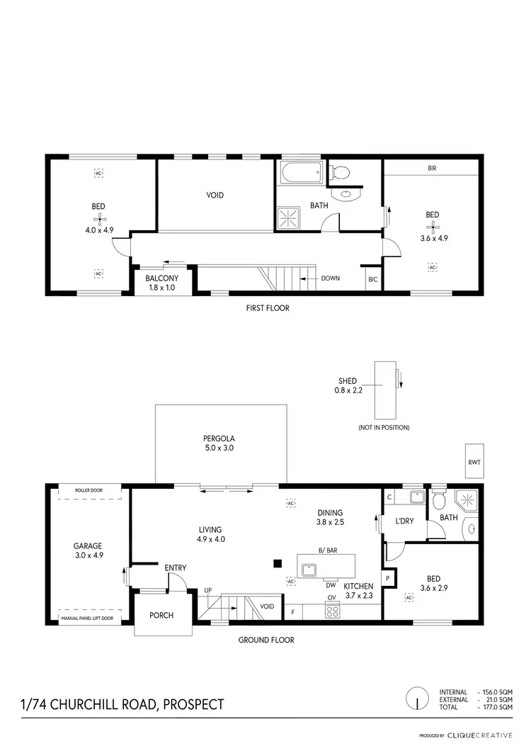 Floorplan of Homely townhouse listing, 1/74 Churchill Road, Prospect SA 5082