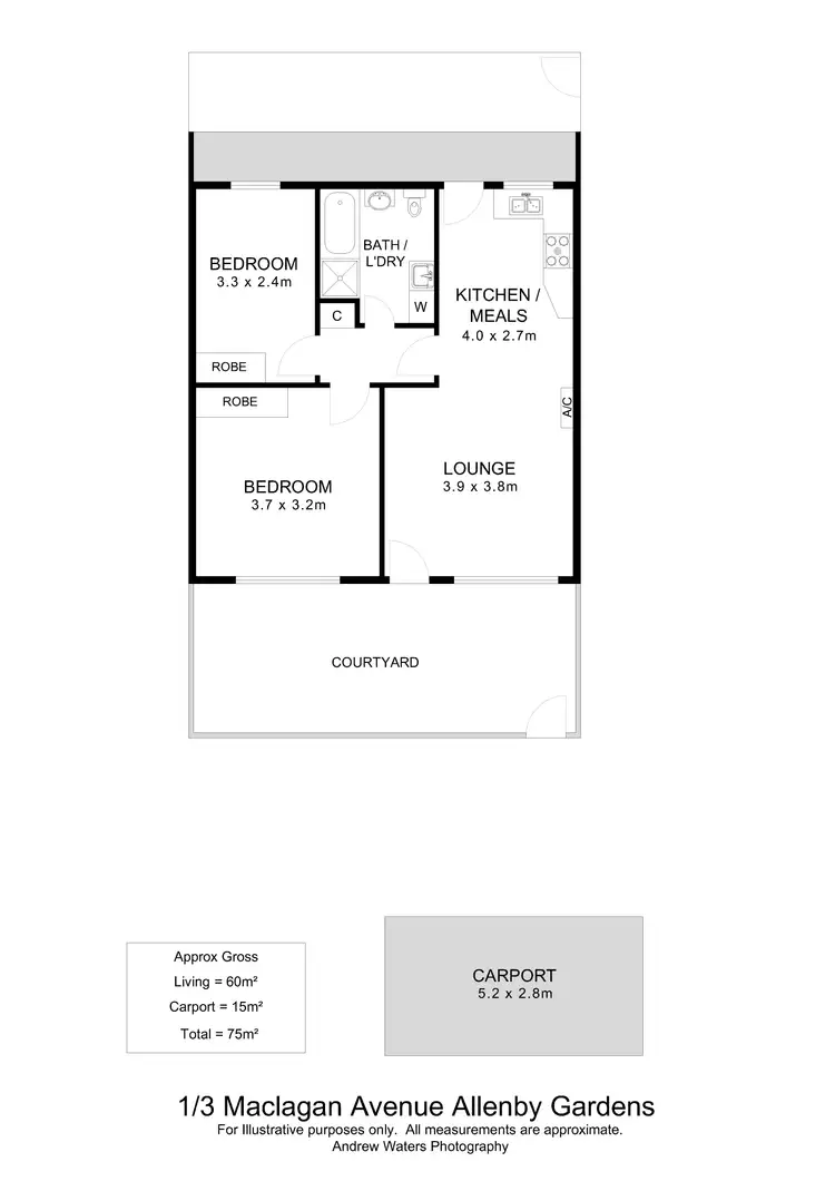 Floorplan of Homely unit listing, 1/3 Maclagan Avenue, Allenby Gardens SA 5009