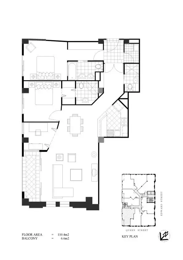 Floorplan of Homely apartment listing, 304/229 Queen Street, Brisbane City QLD 4000