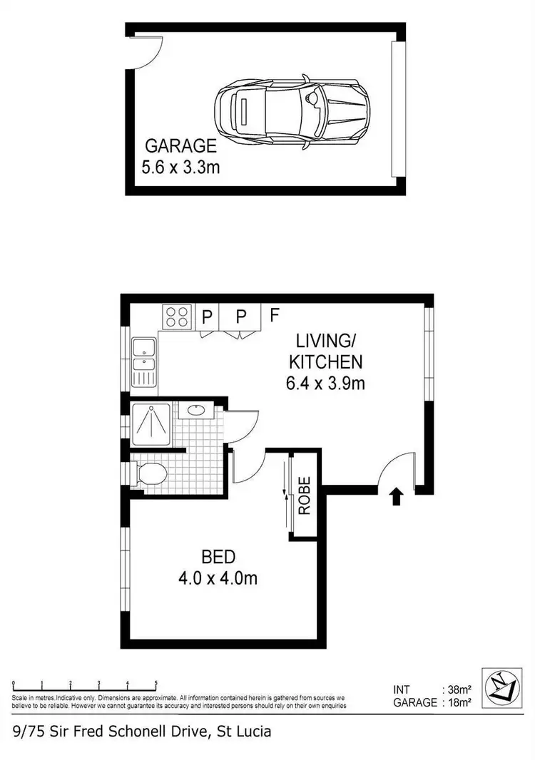 Floorplan of Homely unit listing, 9/75 Sir Fred Schonell Drive, St Lucia QLD 4067