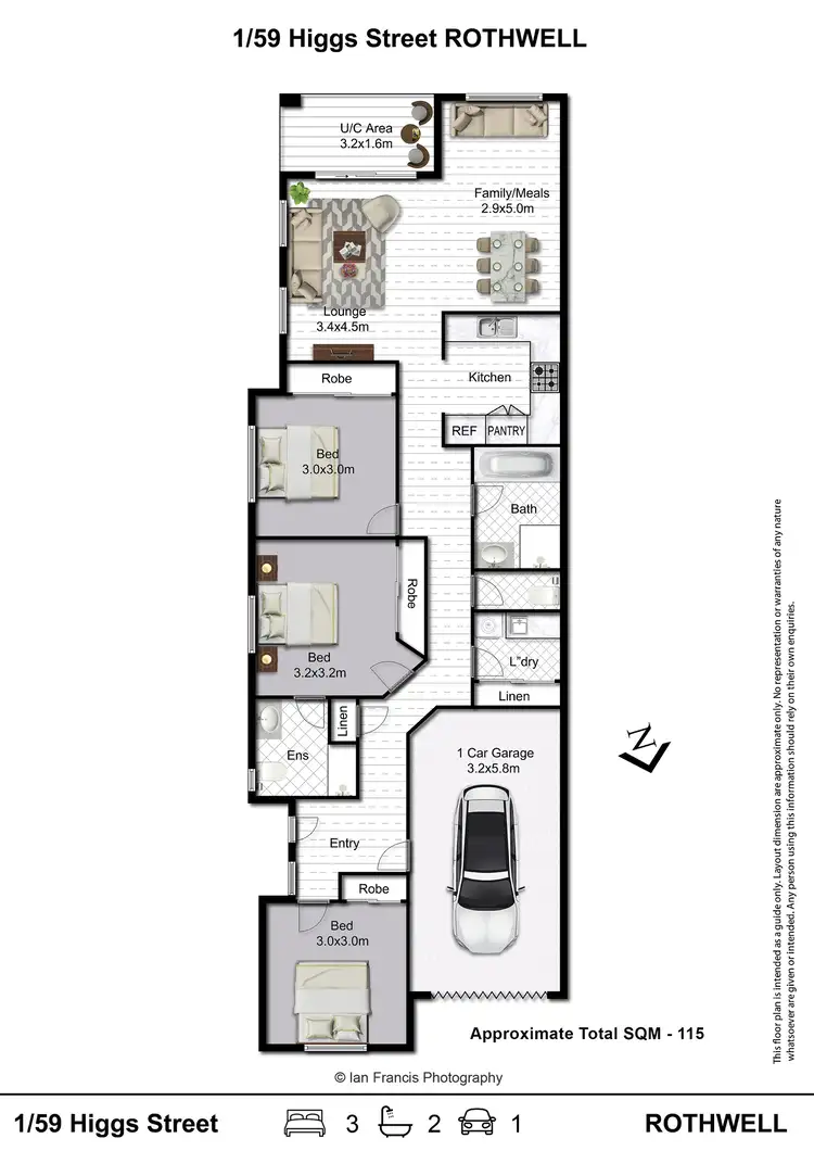 Floorplan of Homely unit listing, 2/59 Higgs Street, Rothwell QLD 4022