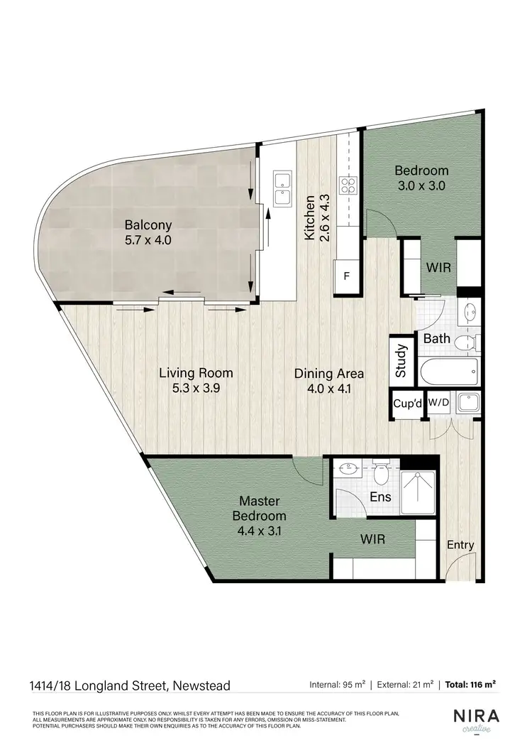 Floorplan of Homely apartment listing, 1414/18 Longland Street, Newstead QLD 4006