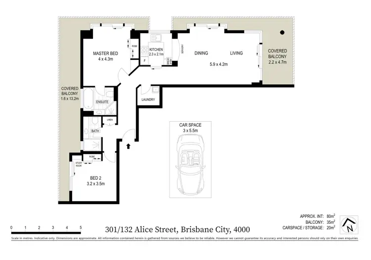Floorplan of Homely apartment listing, 301/132 Alice Street, Brisbane City QLD 4000