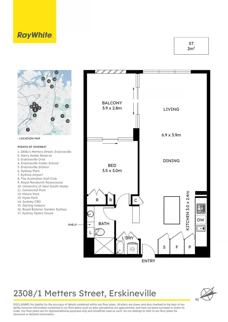 Floorplan of Homely apartment listing, 2308/1 Metters Street, Erskineville NSW 2043