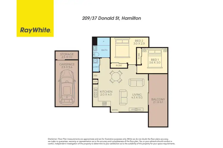 Floorplan of Homely apartment listing, 209/37-39 Donald Street, Hamilton NSW 2303