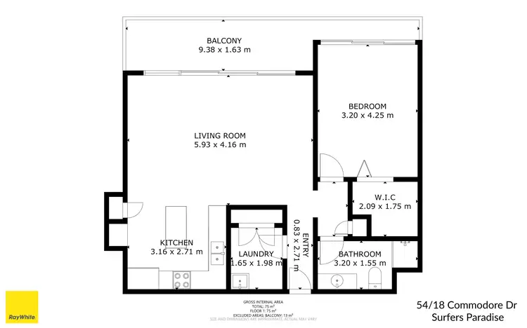 Floorplan of Homely apartment listing, 54/18 Commodore Drive, Surfers Paradise QLD 4217
