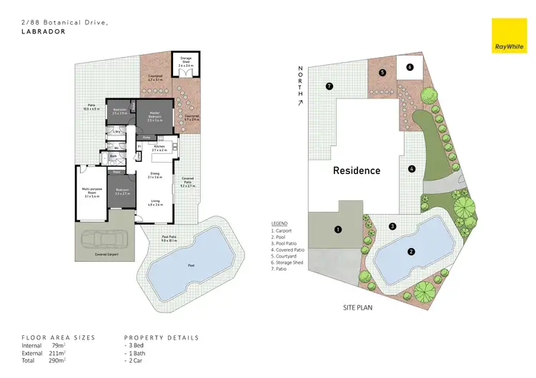 Floorplan of Homely semi-detached listing, 2/88 Botanical Drive, Labrador QLD 4215