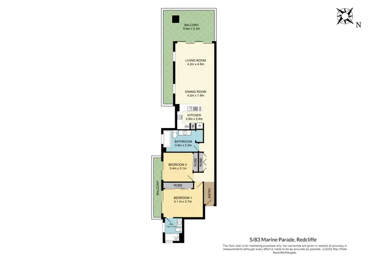 Floorplan of Homely unit listing, 5/83 Marine Parade, Redcliffe QLD 4020