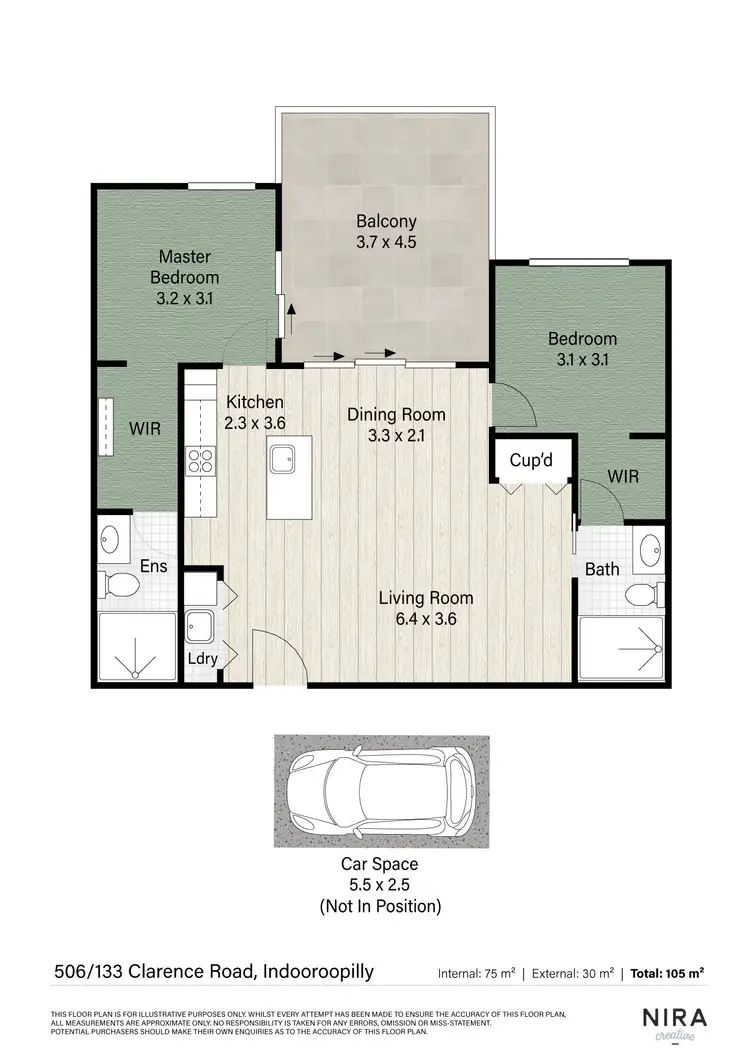 Floorplan of Homely apartment listing, 506/133 Clarence Road, Indooroopilly QLD 4068