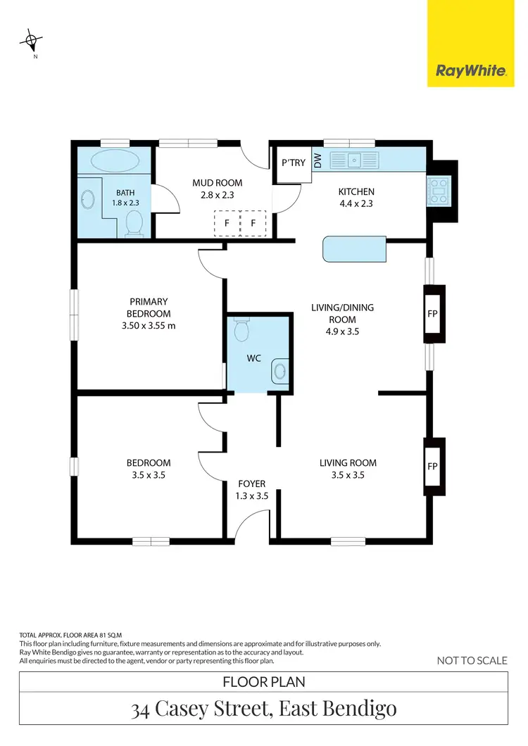 Floorplan of Homely house listing, 34 Casey Street, East Bendigo VIC 3550