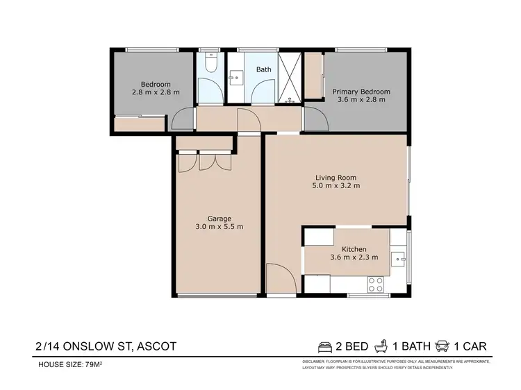 Floorplan of Homely unit listing, 2/14 Onslow Street, Ascot QLD 4007