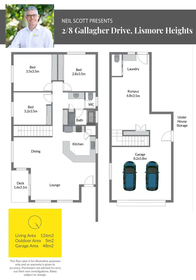Floorplan of Homely semi-detached listing, 2/8 Gallagher Drive, Lismore Heights NSW 2480