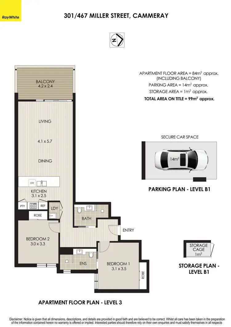 Floorplan of Homely apartment listing, 301/467 Miller Street, Cammeray NSW 2062
