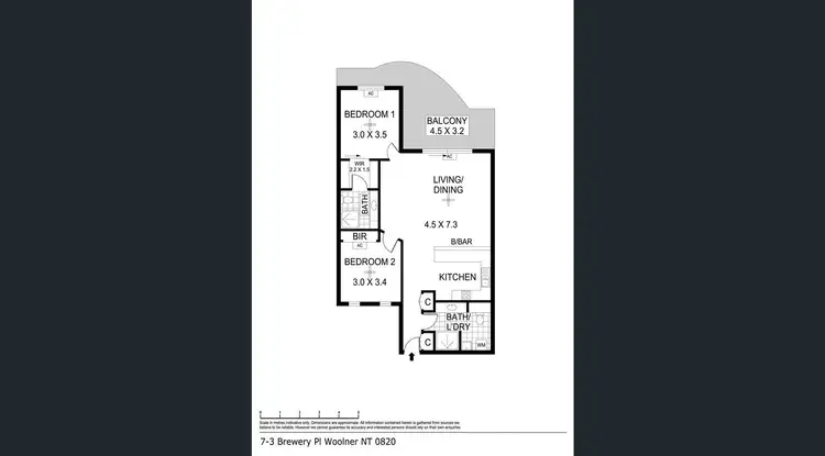 Floorplan of Homely apartment listing, 7/3 Brewery Place, Woolner NT 820