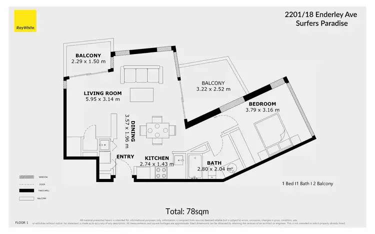 Floorplan of Homely apartment listing, 2201/18 Enderley Avenue, Surfers Paradise QLD 4217
