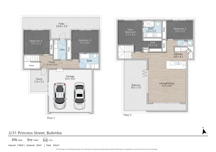 Floorplan of Homely townhouse listing, 3/31 Princess Street, Bulimba QLD 4171
