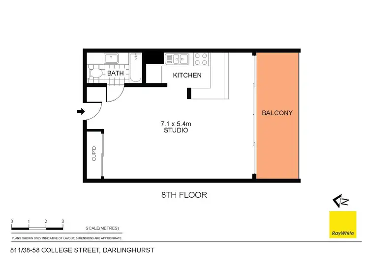 Floorplan of Homely studio listing, 811/38-52 College Street, Darlinghurst NSW 2010