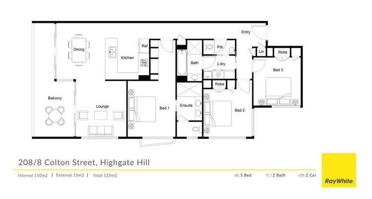 Floorplan of Homely apartment listing, 208/8 Colton Street, Highgate Hill QLD 4101