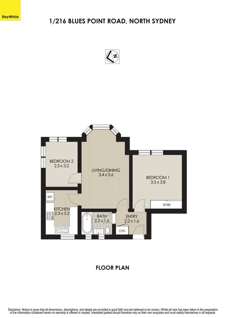 Floorplan of Homely apartment listing, 1/216 Blues Point Road, North Sydney NSW 2060
