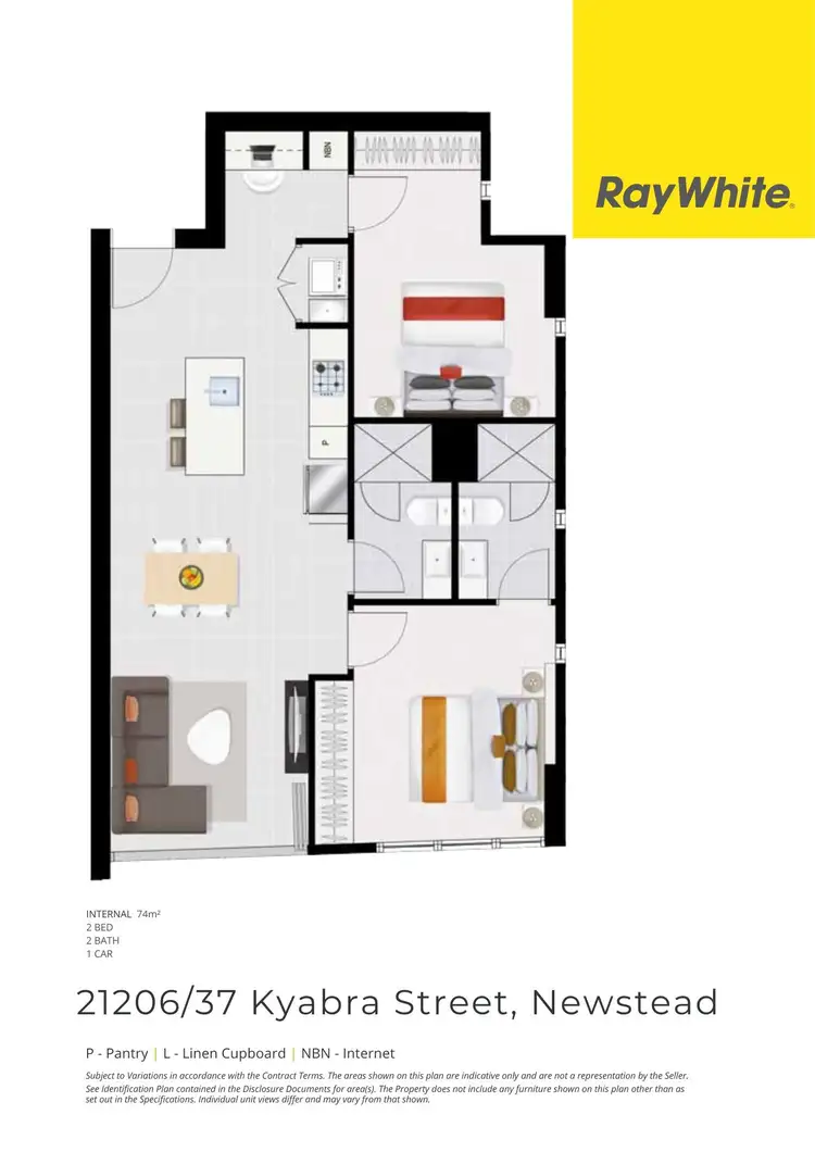 Floorplan of Homely apartment listing, 21206/37 Kyabra Street, Newstead QLD 4006