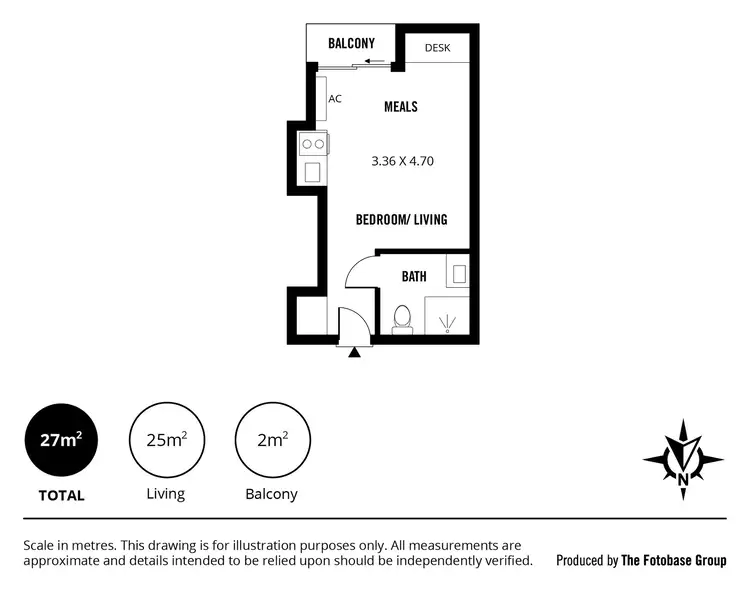 Floorplan of Homely studio listing, 201/304 Waymouth Street, Adelaide SA 5000