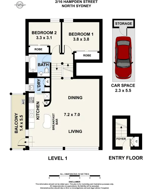 Floorplan of Homely apartment listing, 2/16 Hampden Street, North Sydney NSW 2060