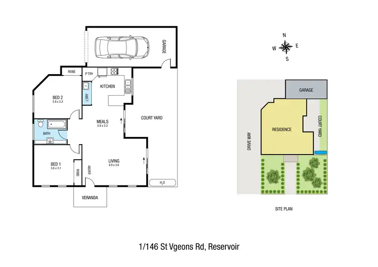 Floorplan of Homely unit listing, 1/146 St Vigeons Road, Reservoir VIC 3073